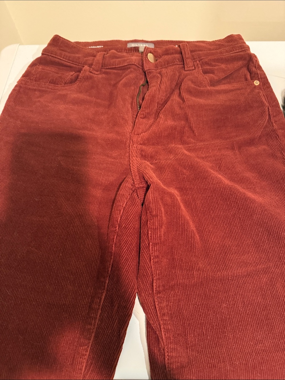 DL1961 Corduroy Bridget Boot Pants in Rust Brown